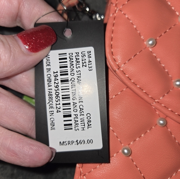 Coral Quilted Crossbody Phone Bag - Picture 2 of 7